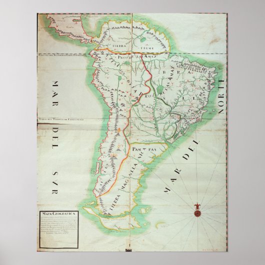 Karte Südamerikas, 1777 Poster (Vorne)