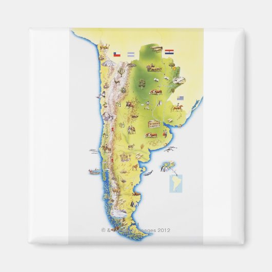 Karte Südamerikas Magnet (Vorne)