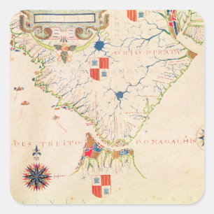 Karte Südamerikas und der Magellan-Straße Quadratischer Aufkleber