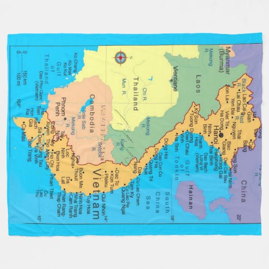 KARTE SÜDOSTASIEN FLEECEDECKE (Vorderseite (Horizontal))