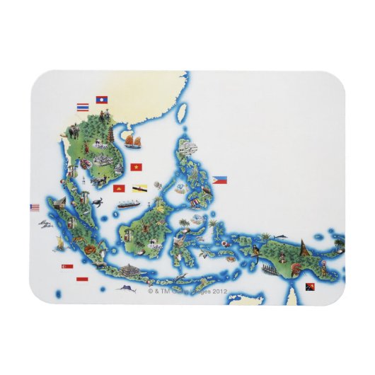 Karte Südostasiens Magnet (Horizontal)