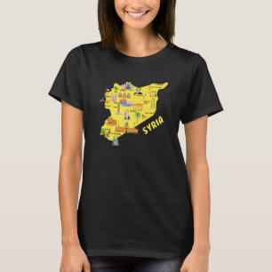 Karte Syriens mit den wichtigsten touristischen St T-Shirt
