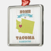 Karte Tacomas, Washington - Zuhause ist, wo das Ornament Aus Metall (Links)