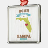 Karte Tampas, Florida - Zuhause ist, wo das Herz Ornament Aus Metall (Links)