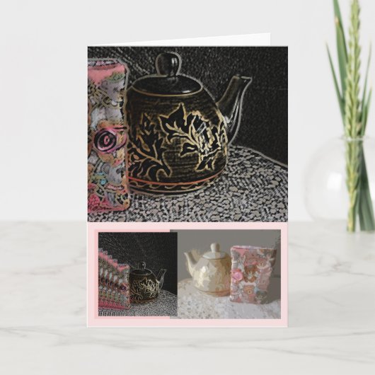 Karte - Teddybär-Bücher und Tee (Vorderseite)