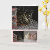 Karte - Teddybär-Bücher und Tee (Gelbe Blume)