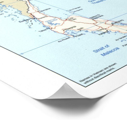 Karte Thailands Poster (Ecke)