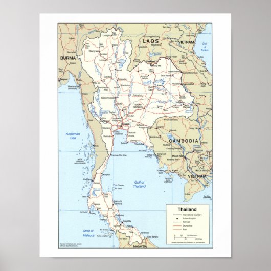 Karte Thailands Poster (Vorne)