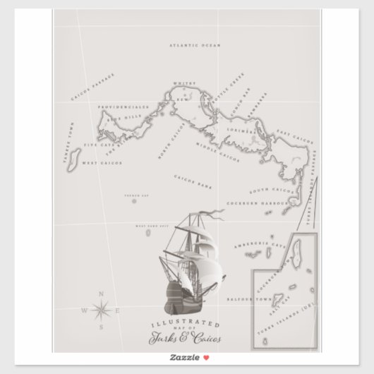 Karte Turks und Caicos Aufkleber (Blatt)