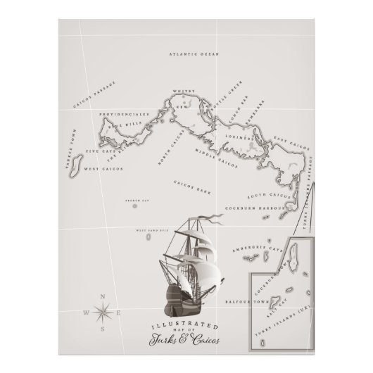 Karte Turks und Caicos Fotodruck (Vorne)