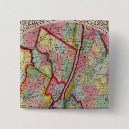 Karte um die Stadt New York Button (Vorderseite)