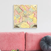 Karte um die Stadt Philadelphia Leinwanddruck (Insitu (Wohnzimmer))