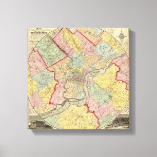 Karte um die Stadt von Philadelphia Leinwanddruck