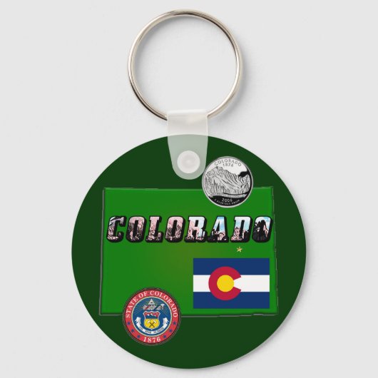 Karte und Bildtext von Colorado Schlüsselanhänger (Vorderseite)