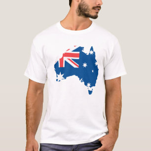 Karte und Flagge Australiens T-Shirt