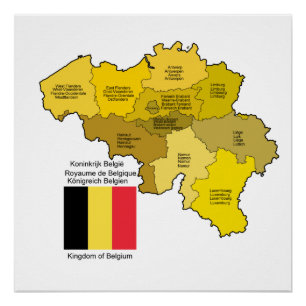 Karte und Flagge Belgiens Poster