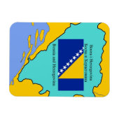 Karte und Flagge Bosnien-Herzegowinas Magnet (Horizontal)