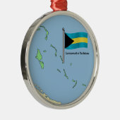 Karte und Flagge der Bahamas Silbernes Ornament (Rechts)