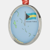 Karte und Flagge der Bahamas Silbernes Ornament (Links)