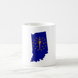 Karte und Flagge der Indiana-Kontur Kaffeetasse
