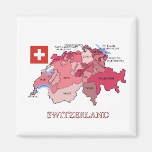 Karte und Flagge der Schweiz Magnet