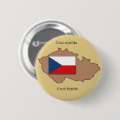 Karte und Flagge der Tschechischen Republik Button (Vorne & Hinten)
