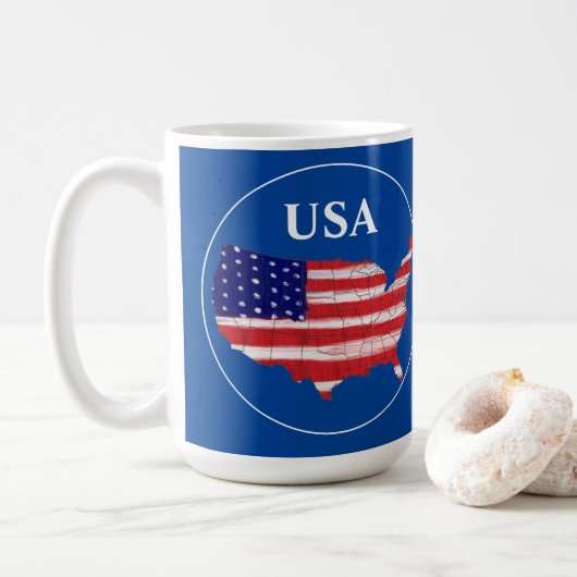Karte und Flagge der USA Kaffeetasse (Mit Donut)