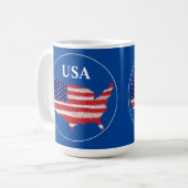Karte und Flagge der USA Kaffeetasse (Vorderseite Links)
