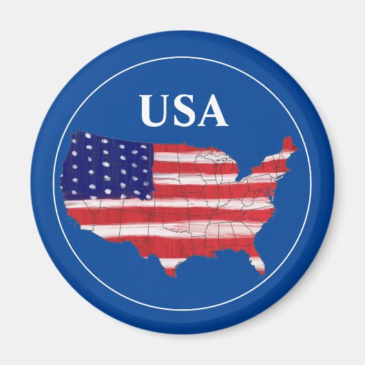 Karte und Flagge der USA Magnet (Vorne)