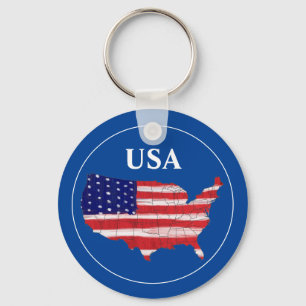 Karte und Flagge der USA Schlüsselanhänger