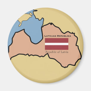 Karte und Flagge Lettlands Magnet