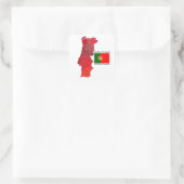 Karte und Flagge Portugals Quadratischer Aufkleber (Tasche)