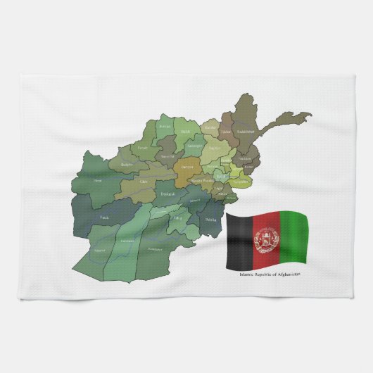 Karte und Flagge von Afghanistan Küchentuch (Horizontal)