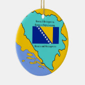 Karte und Flagge von Bosnien-Herzegowina Keramikornament (Rechts)