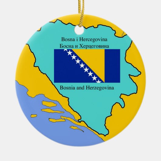 Karte und Flagge von Bosnien-Herzegowina Keramikornament (Vorne)