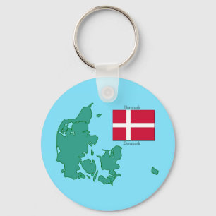 Karte und Flagge von Dänemark Schlüsselanhänger
