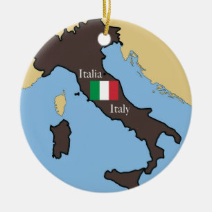 Karte und Flagge von Italien Keramik Ornament