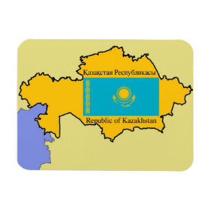 Karte und Flagge von Kasachstan Magnet