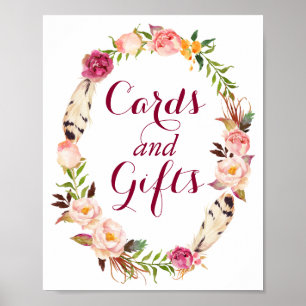 Karte und Geschenke Boho Floral Wreath Wedding S Poster