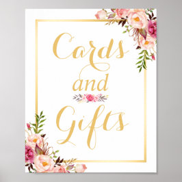 Karte und Geschenke | Floral Gold Rahmen Wedding S Poster