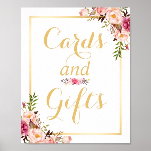 Karte und Geschenke | Floral Gold Rahmen Wedding S Poster (Vorne)