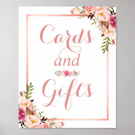 Karte und Geschenke | Floral Rose Gold Wedding Sig Poster