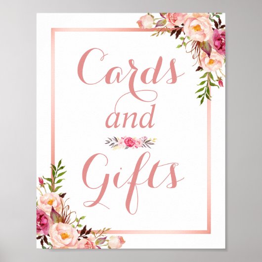 Karte und Geschenke | Floral Rose Gold Wedding Sig Poster (Vorne)
