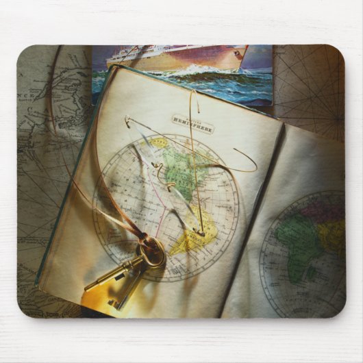 Karte und Kompass Mousepad (Vorne)