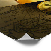 Karte und Kompass Poster (Ecke)