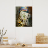 Karte und Kompass Poster (Küche)