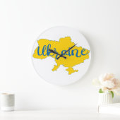 Karte und Schrift der Ukraine  Große Wanduhr (Zuhause)