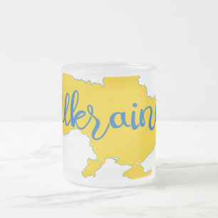 Karte und Schrift der Ukraine Mattglastasse