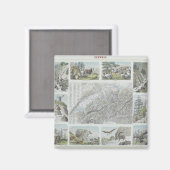 Karte und Vignetten der Schweizer Alpen Magnet (Vorderseite/Rückseite)