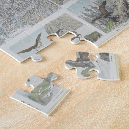 Karte und Vignetten der Schweizer Alpen Puzzle (Seite)